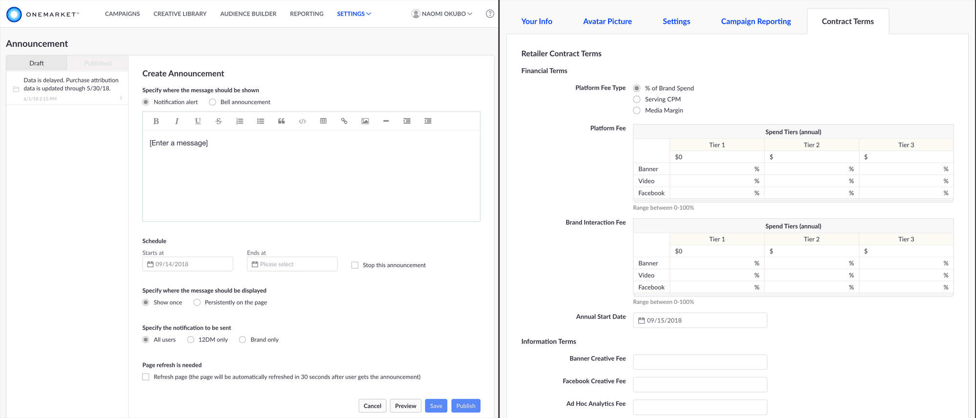 OneMarket WebApp Design