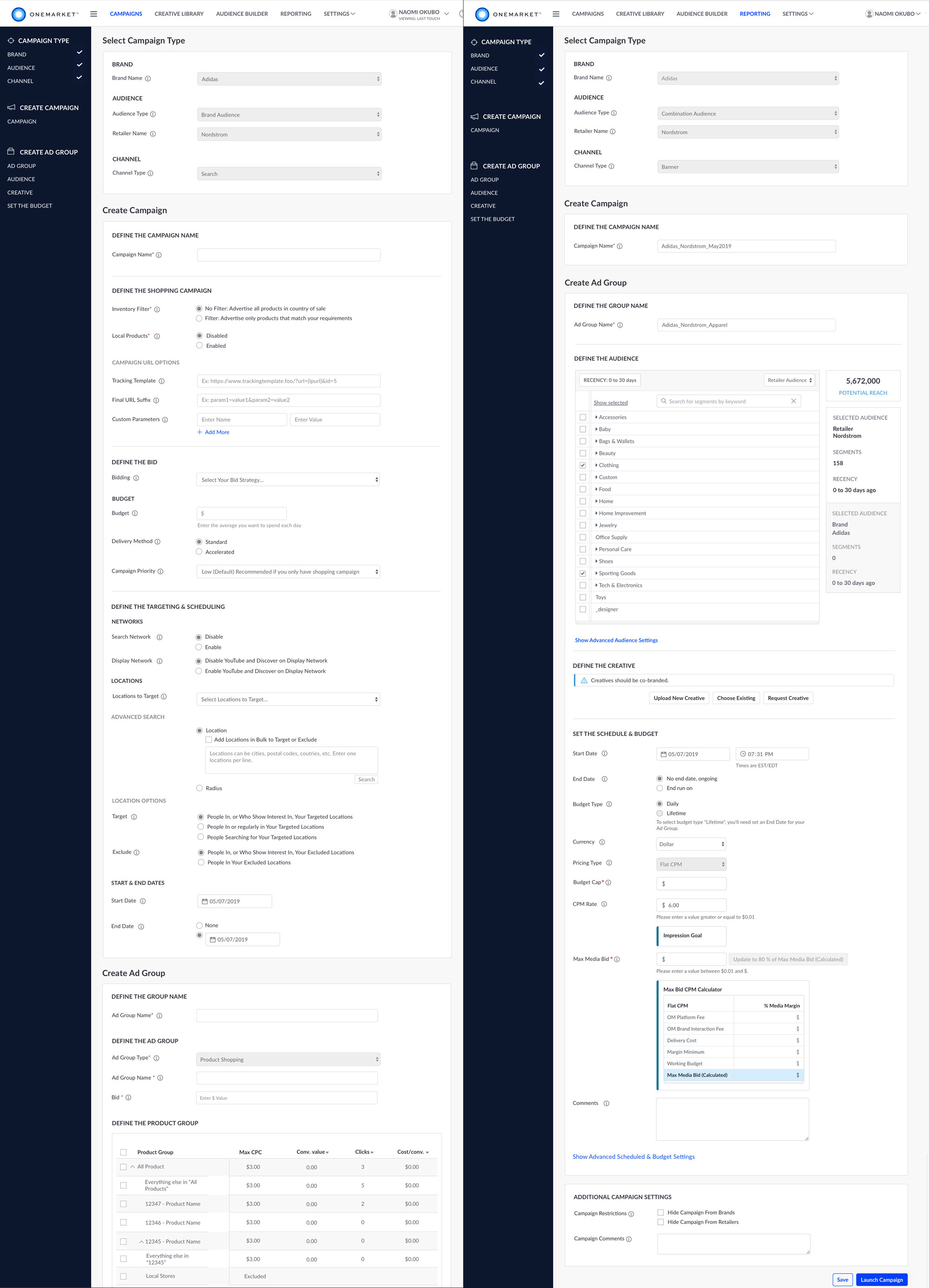 OneMarket WebApp Design