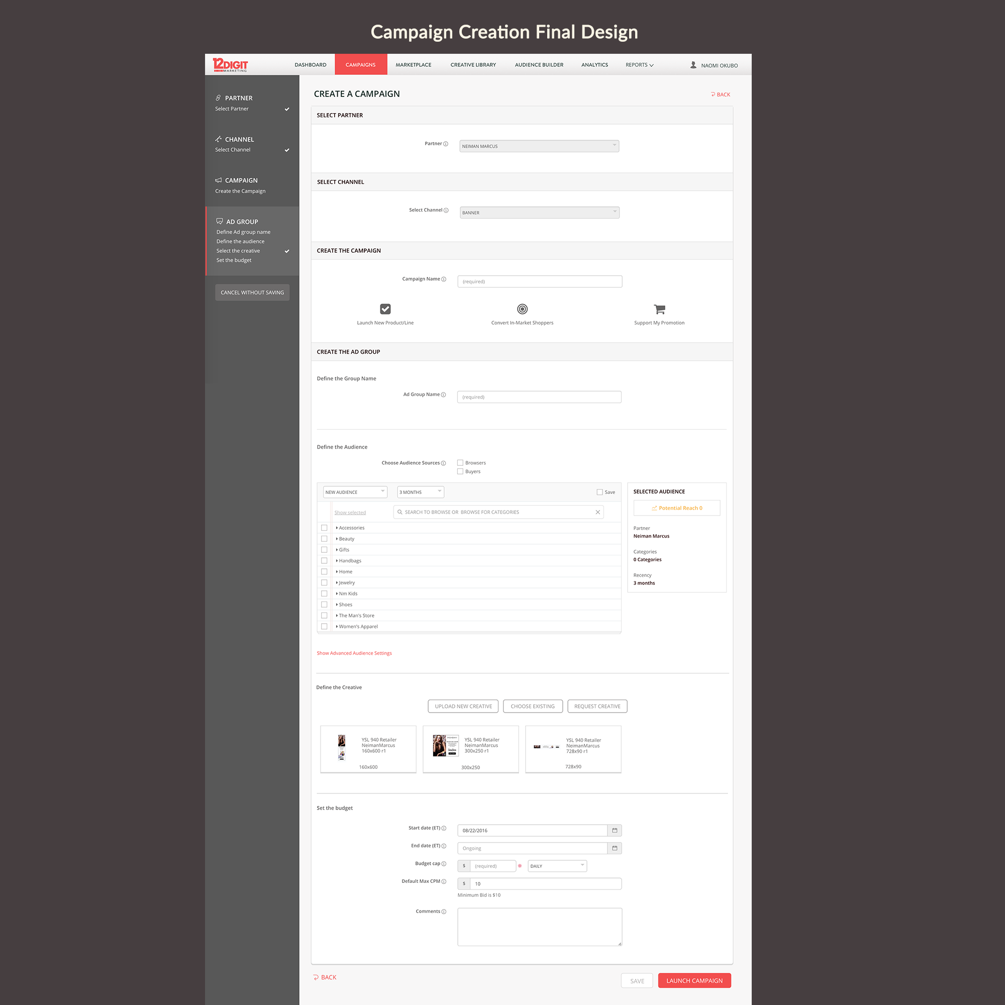 12 Digit Marketing WebApp Design