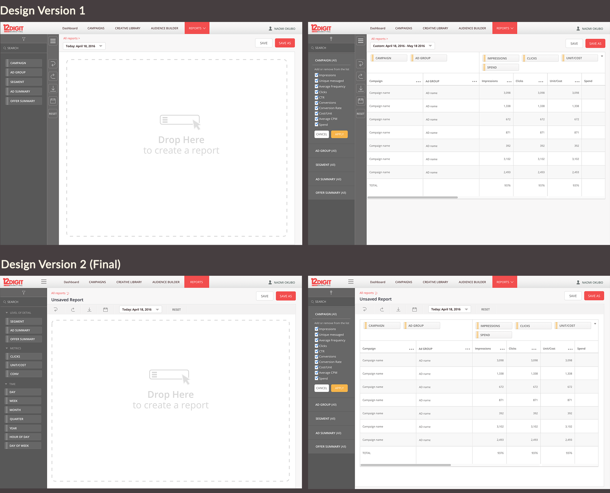 12 Digit Marketing WebApp Design